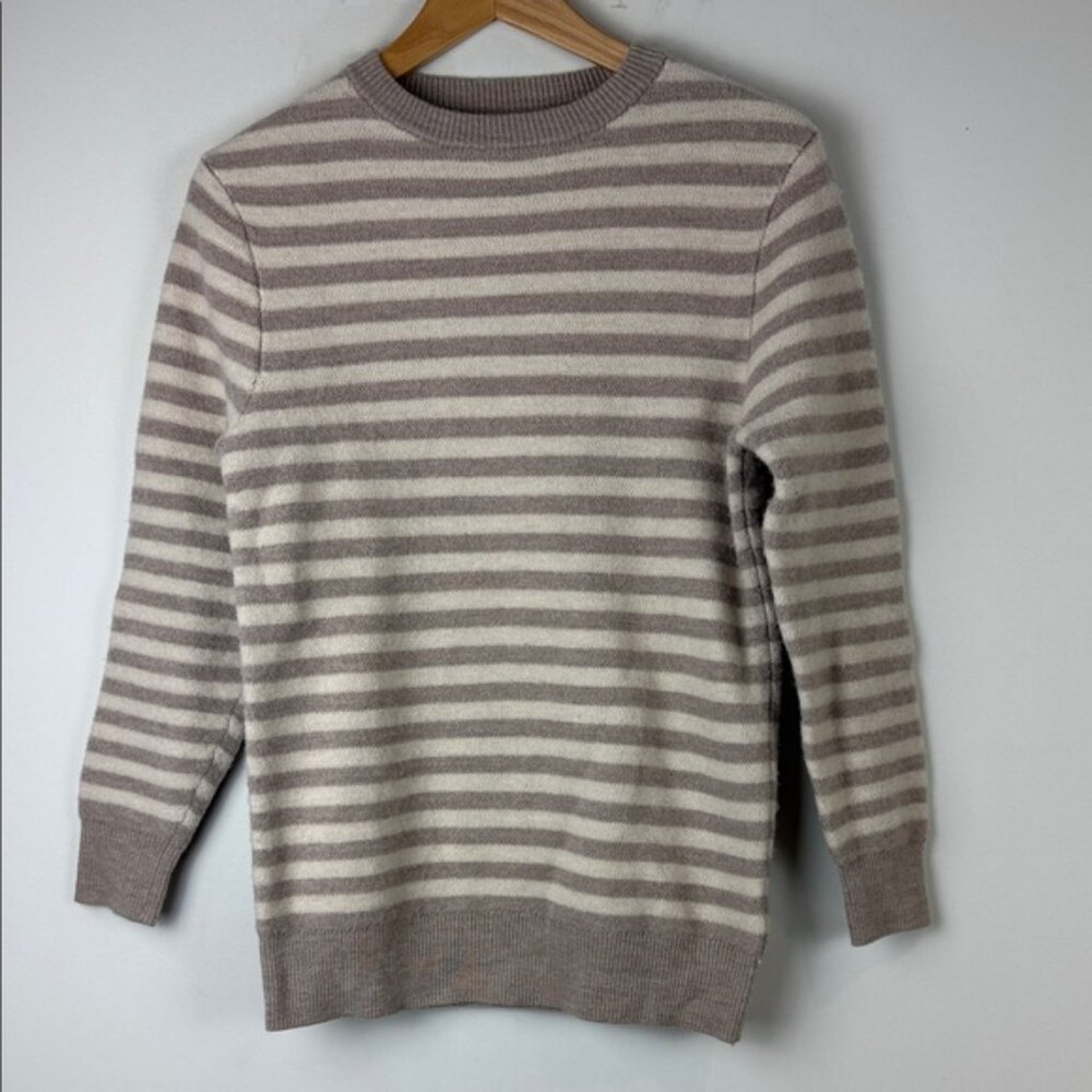 Christian Lacroix Striped Beige and Cream Crewneck Sweater Size Small